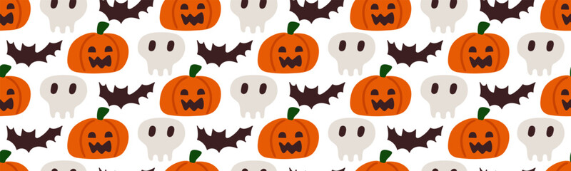 Seamless pattern for Halloween. Graphic design. Hand drawn illustration on white background.