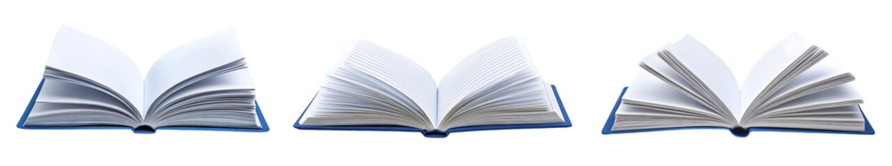 Obraz premium open notebook with perfectly lined pages set against a white or transparent background