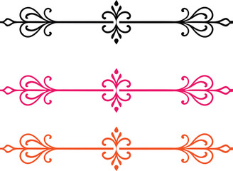four ornate decorative borders in different colors