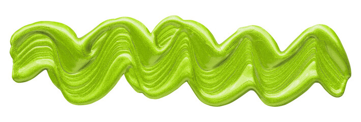 Shiny green brush stroke isolated on transparent background