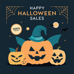 Happy Halloween Sales Facebook Post Design