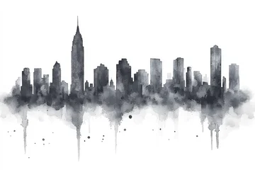 Fotobehang Aquarelschilderij wolkenkrabber Watercolor Skyline of New York City  © Tung's companion