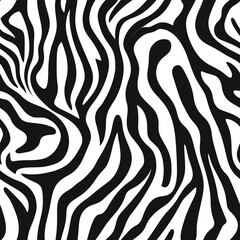 A bold black and white zebra stripe pattern, creating a strong contrast and dynamic design, perfect for an eye-catching seamless tile.