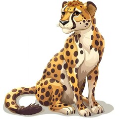 Cheetah queen fantasy animal cartoon isolated whitebackground