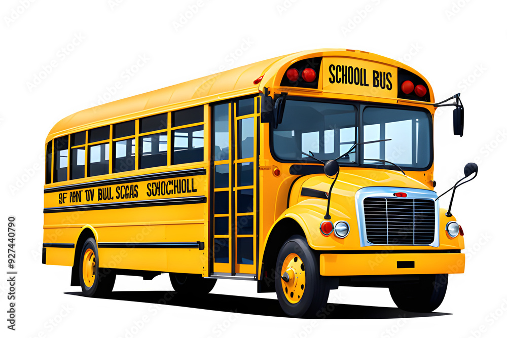 Poster Yellow school bus on a Transparent background.
