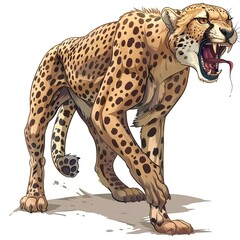 Cheetah violent fantasy animal cartoon isolated whitebackground
