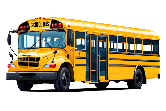 Yellow school bus on a Transparent background.
