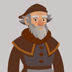 Obraz premium an elderly man with a beard in a panama hat and in the historical clothes of a long-distance captain