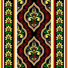 Damask Floral Pattern This seamless vector illustration is perfect for wallpapers, invitations, rugs, curtains and decor. The ornate motifs add a touch of elegance and cultural flair.