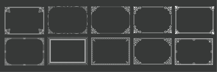 Vintage calligraphic frames retro elegant ornamental borders framed certificate template