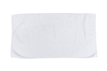 White cotton towel mock up fabric rectangular size wiper png isolated on transparent background flat lay top view for hand towel and face cloths mockup template