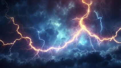 Fototapeta premium Abstract lightning strike in the night. 