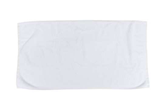 White cotton towel mock up fabric rectangular size wiper png isolated on transparent background flat lay top view for hand towel and face cloths mockup template