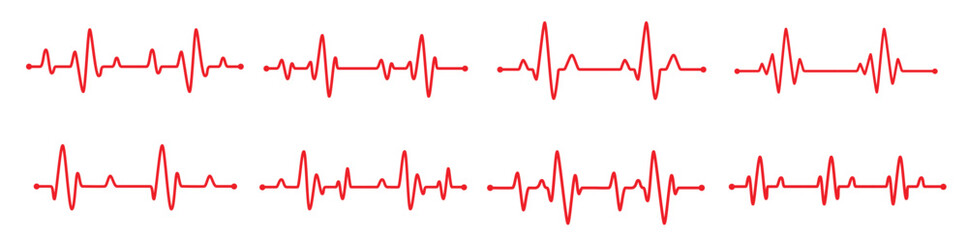 Heartbeat graph vector set Concept of helping patients and exercising for health.