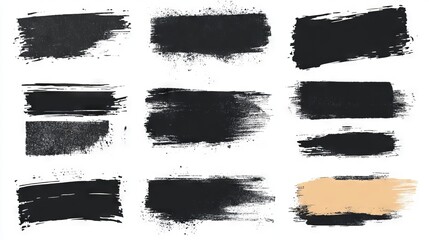 Brush strokes vector. Set of text boxes. Paintbrush collection. Grunge design elements. Dirty texture banners. Painted rectangles and long strokes 