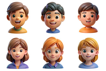 3D Cartoon Character Portrait Illustration Set