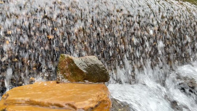 Stone at the river waterfalls with water sound, peaceful sound