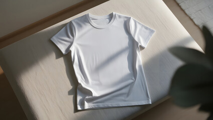 White tshirt mockup on plain background. Minimal t-shirt design template