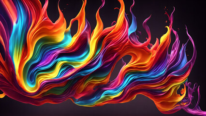 Rainbow Flames Dance Colorful background 3d wallpaper