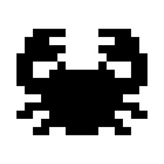 pixel art crab game 8 bit animal icon logo. black and white sticker pixel art.