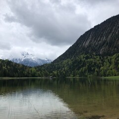 Fototapeta premium reflection mountains in lake in alps