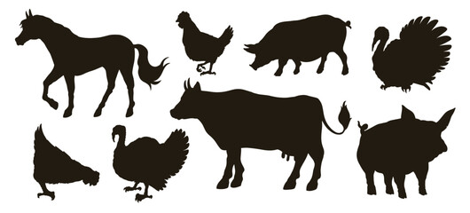 Naklejka premium Livestock and birds set emblem