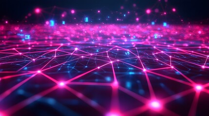 Obraz premium Abstract Neon Network, Futuristic Tech Background