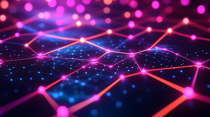 Abstract Network Connections with Neon Lights