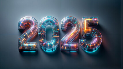 カレンダー。2025年を想像しながら、数字が輝くSFとファンタジーの世界に思いを馳せる。ネオン管で作られた数字がカラフルな彩りと高い彩度で発光し、未来の明るい希望にワクワクが止まらない。機械やロボットを中心に、回路や電子を駆使したデザインを造形で表現。プロダクトとしてのオブジェがインテリアに新たな価値をもたらす。
