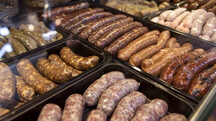Large selection of spicy wild venison sausages 