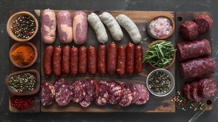 Large selection of spicy wild venison sausages 