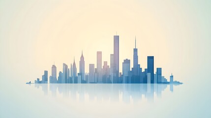 Fototapeta premium Cityscape Silhouette with Reflection - Minimalist Design