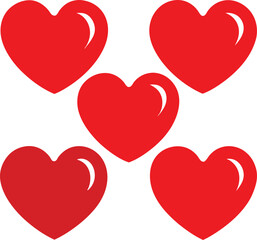 Five Red Hearts Symbolizing Love and Romance for Valentine's Day Celebration