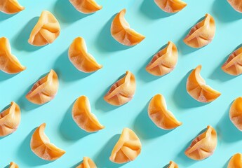 Obraz premium Pattern of fortune cookies on a vibrant blue background