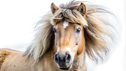 foreground is a horse with a developing gorgeous mane