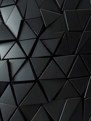 Obraz premium Polished, Semigloss Wall background with tiles. Triangular, tile Wallpaper with 3D, Black blocks. 3D Render
