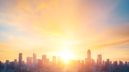 Obraz premium Golden Hour Cityscape Skyline Silhouette Sunset