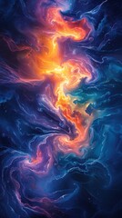 Fototapeta premium Digital orange blue scene illustration poster background