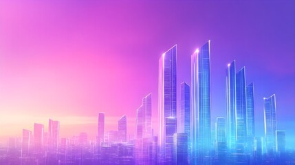 Neon Cityscape Skyline - Futuristic Urban Background