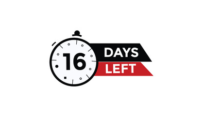 
16 days left Countdown number banner templates. time icon. Vector Illustration 
