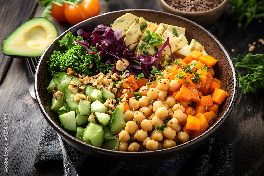 Wall mural vegetarian bowl meal