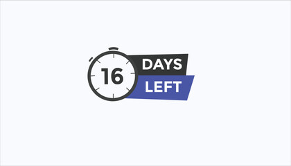 
16 days left Countdown number banner templates. time icon. Vector Illustration 

