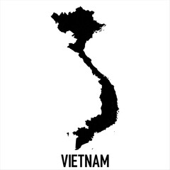 Vietnam Map - black World Map International vector template with High detailed isolated on white background - Vector