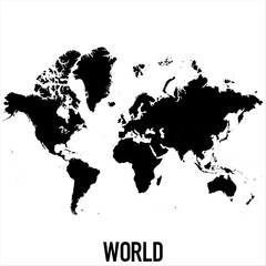 World Map - black World Map International vector template with High detailed isolated on white background - Vector