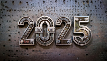 カレンダー。2025年を想像しながら、数字が輝くSFとファンタジーの世界に思いを馳せる。機械で作られた時計のような数字がキラキラと輝き未来の明るい希望にワクワクが止まらない。一見レトロな機械仕掛けの数字、回路や電子を駆使したデザインを造形で表現。オブジェがインテリアとしても新たな価値をもたらす。