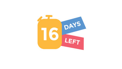 
16 days left Countdown number banner templates. time icon. Vector Illustration 
