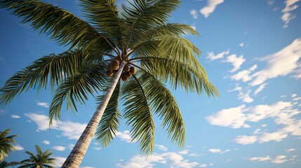 A photo of a coconut palm tree