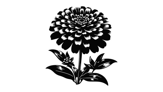 black and white zinnia flower on white clip art preview