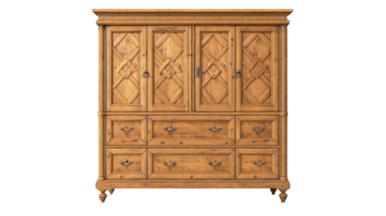 Elegant wooden cabinet featuring intricate designs and multiple storage options, perfect for enhancing home decor and organization.