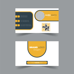 Creative minimal Business Card Layout with Luxury view and photo yellow clean design template